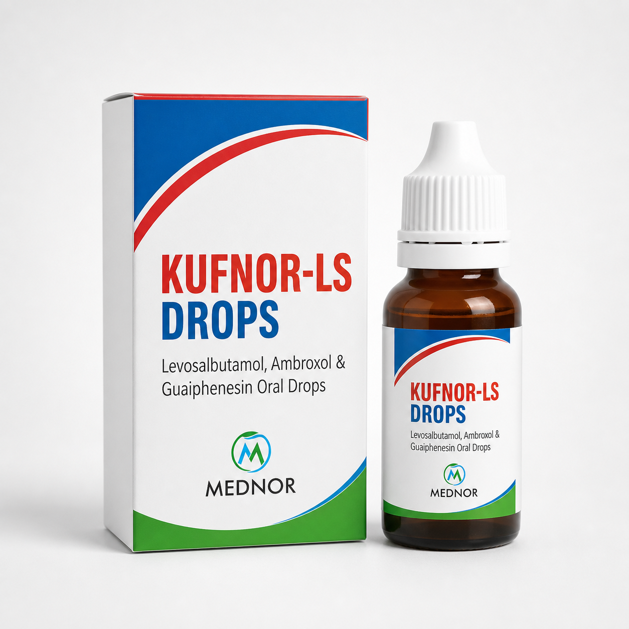 Kufnor-LS Levosalbutamol Ambroxol and Guaiphenesin oral drops MEDNOR pack