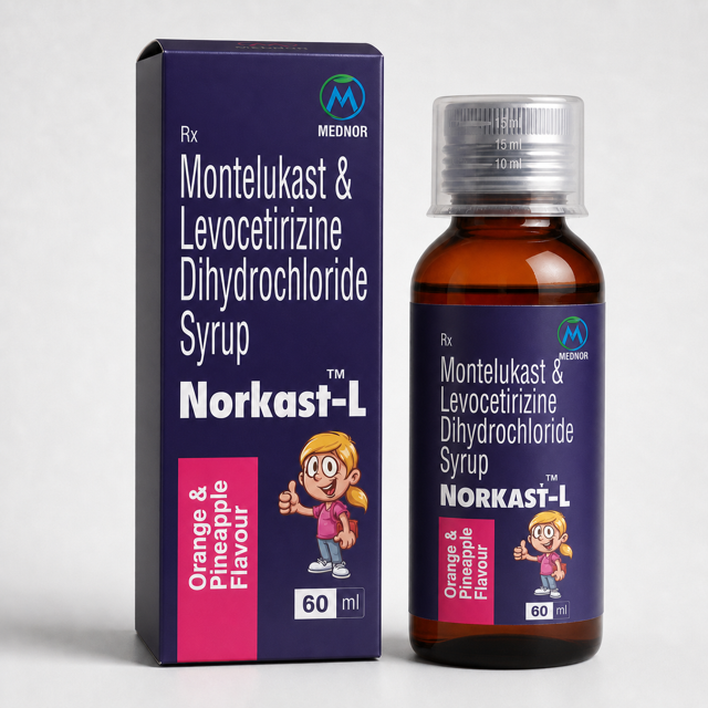 Norkast-L Montelukast and Levocetirizine syrup 60 ml MEDNOR pack